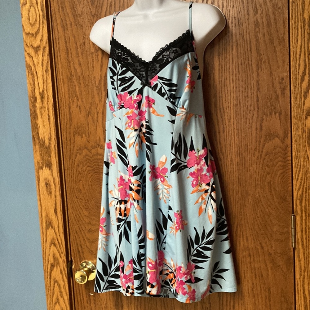 Silky Hawaiian Print Nightgown